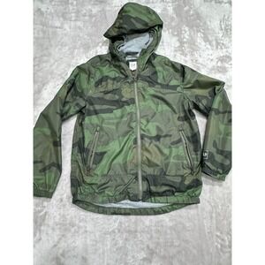 GAP Kids WIndbreaker Jacket Boys Size Large Camo Full Zip Hooded Lined Pockets